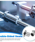 Installed 20mm Bore LMK20UU Linear Ball Bearings, 32mm OD, 42mm Length, with 5.5mm Hole Flange Base on rod in CNC setup.