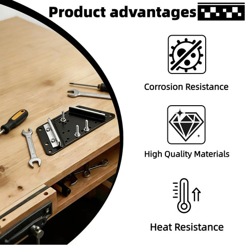 Heavy Duty Precision Workbench Plate Kit With Powder Coated Steel Frame displayed with tools and fasteners