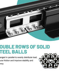Double rows of solid steel balls for Undermount Heavy Duty Drawer Slides 24 Inch Full Extension Bottom Mounted Hidden Rails 260 LB Ball Bearing Metal Tracks For Cabinets Wardrobes Closets And Stairs Beefy Smooth Quiet Performance
