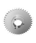 Rock Solid Single Strand Roller Chain Sprocket With Split Taper Bushing Built Tough From Durable Steel 40 Pitch 56 Teeth for heavy duty use.