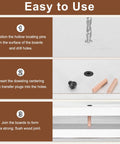 10 Pack Hollow Dowels and Tenon Center Transfer Plugs Three Eighth Inch Dowel Centering Pins Drilling Hole Tool for Woodworking Pro Grade Handy Durable 304 Stainless Steel Black showing step-by-step installation process on wood board.