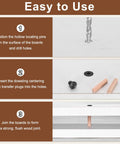 Three-step guide on using the 16 Piece Dowel Center Pins Set For Woodworking, Solid Tenon Center Transfer Plugs in 6, 8, 10, 12 mm.