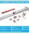 Complete set with Heavy Duty Stainless Steel Panic Bar for Exit Doors 27.5 Inch Emergency Push Bar Panic Exit Device components