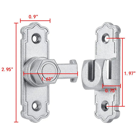 Kickass 90 And 180 Degree Barn Door Latch Built From Solid Silver Aluminum Alloy dimensions 2.95x0.9 inches for sheds and cabinets.