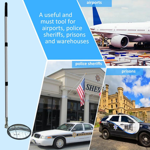 Telescoping Under Vehicle Inspection Mirror with Light for Easy Security Checks at Airports Border Crossings Sheriff