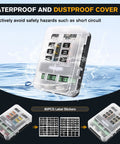 6 Way Fuse Relay Block With Acc Control Negative Bus 12V Blade Holder ATC ATO Box Waterproof Cover Panel, clear cover
