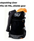 Heavy Duty Nylon Pack Liner Bags 20 By 36 Inch 10 Pack thick five point five mil clear liners inside a stuffed backpack