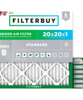 Six Pack 20x20x1 Air Filter MERV 8 Electrostatic Pleated HVAC Replacement box with filters visible