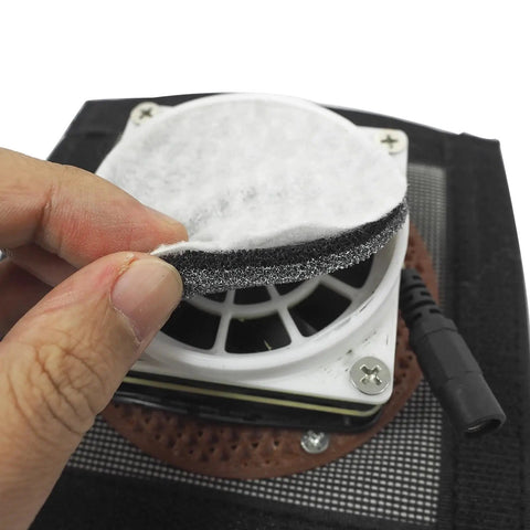Close-up of a 3-layer filter from All In One 3D Printer Enclosure With 3 Layer Filtered Ventilation Fan showing filtration layers