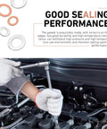 100 Pack Oil Drain Plug Crush Washers Kit With Copper And Aluminum Mix being used in vehicle engine for sealing performance