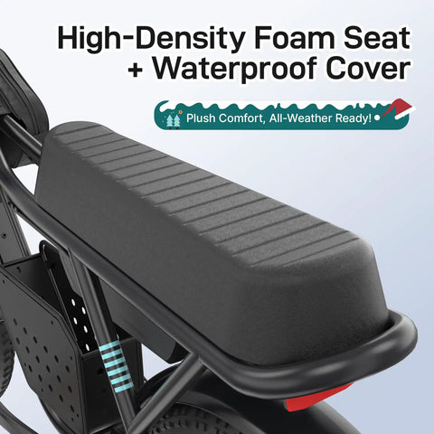 High-density foam seat of R7 Electric Bike For Adults With 750W Motor Top Speed 25 MPH Up To 50 Mile Range Per Charge