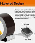 Dark Brown Duct Tape 2.36 Inch Wide By 108 Feet Heavy Duty Tape With Easy Tear Premium Grade Adhesive, 3-Layered Design Diagram