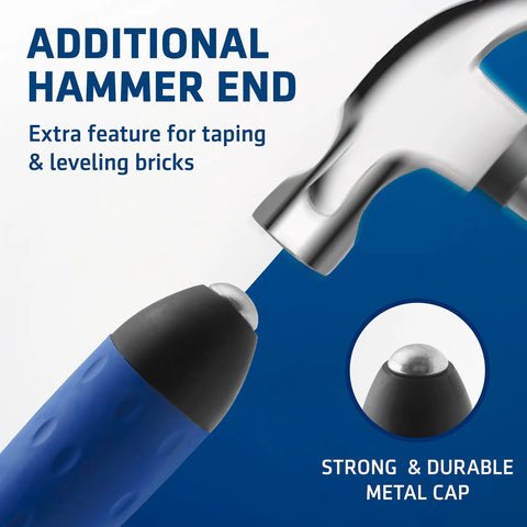 7 Inch Stainless Steel Margin Trowel With Soft Grip Handle Flat Masonry Hand Trowel Tool showing hammer end feature