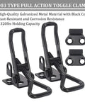 Four Pack Heavy Duty Toggle Latch Clamps 4003 Style Quick Release Hasp Locks 1320 Lbs Holding Capacity Black Metal Latches