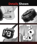 Beefy Ac Compressor With Clutch For Chevy Traverse Gmc Acadia Buick Enclave Saturn Outlook Three Point Six Liter V6 detailed view of connections and clutch.