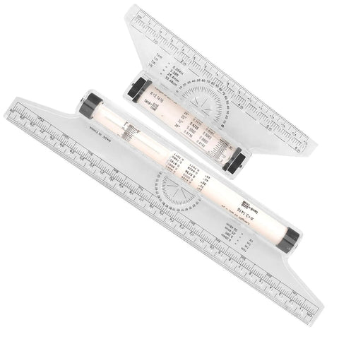 Badass Transparent Rolling Ruler And Drafting Kit For Slick Parallel Lines Precise Protractor Angles Smooth Arc Tracing Multi Function Layout Tool 2 Pack For Creators, showing a clear protractor and ruler set.