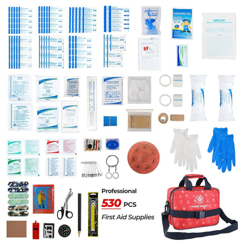 Ultimate 530 Piece Go-To First Aid Kit for Home Car Camping Travel Hiking and Outdoor Adventures