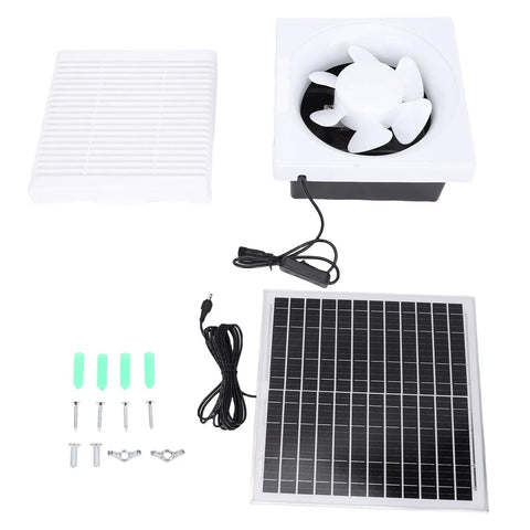Solar Powered Exhaust Fan Kit With 20W Panel, IP67 Auto Speed Ventilation For Greenhouses And Chicken Coops, Rugged Outdoor Rated Mounting Bracket For Quick No Fuss Installation