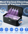 Hella Fresh Ultrasonic Jewelry Cleaner With Smooth 50 Khz Uv Tech 24 Oz Stainless Tank Digital Timer Gives Tight Results For Rings Glasses Watches Dentures Daily in use with glasses and jewelry.