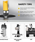 4 Piece Flush Trim Router Bit Set With One Quarter Inch Shank Bearing For Tear Out Prevention Pro Grade Carbide Tipped