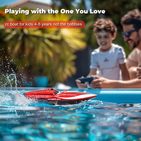 Mini RC Boat For Kids 8 To 12 Years Old 2.4GHz Remote With 360 Degree Spin Built In Rechargeable Battery Water Toy For Pool Bathtub Or Beach Easy To Operate And Portable Red Gift