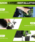 Quick 3-step installation guide for D Ring Quick Mount Lawn Striping Kit For EGO 21 Inch And Ryobi Walk Behind Mowers.