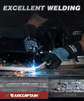 135A MIG Welder Workhorse With 110V Power And Large LED Display in action showing welding process and results comparison