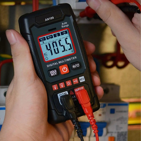 4000 Count Digital Multimeter With Backlit Display Auto Range Handheld Tester for AC and DC Voltage Measurement in use