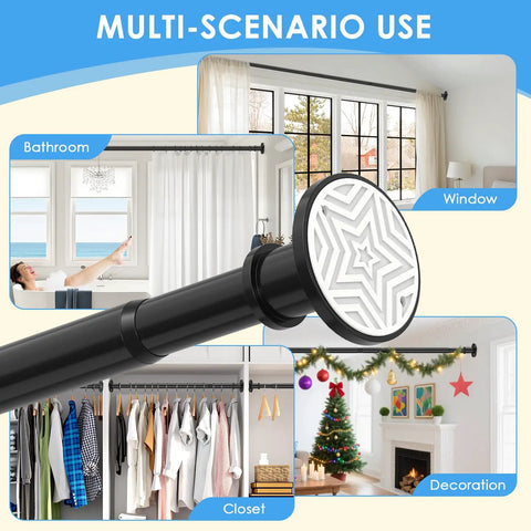 Extra Long Tension Curtain Rod No Drilling Adjustable 31 To 168 Inches Black Heavy Duty Spring Shower Rod for multi-scenario use