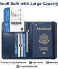 Open RFID Blocking Passport Holder Travel Wallet With Vaccine Card Slot displaying card slots and passport section.