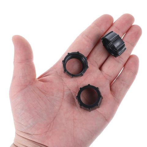 Hand holding three Six Pack 17mm Ball Head Tightening Nuts for Car Mounts, screw-on replacement parts, black ABS material.