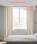 Electric Curtain Track With Retractable Motor For 7 To 17 Feet, Smart App Control And Manual Override, Auto Curtain Opener With Gentle Pull Activation, No Fuss Fit For I Rail And U Rail Systems, Ideal For Modern Smart Home Curtain Automation in bedroom window