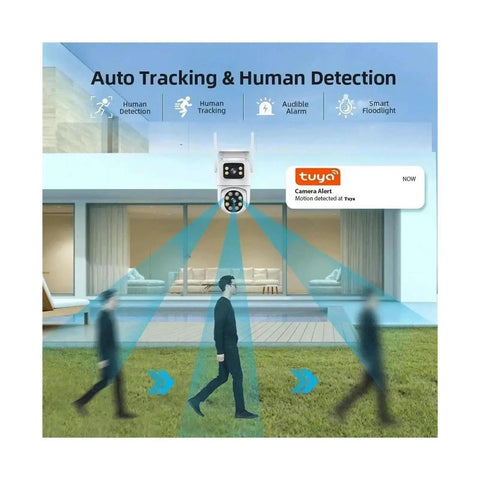 Badass Dual Lens 8Mp Ptz Wifi Security Camera With AI Human Detection And Auto Tracking detecting motion within its field.