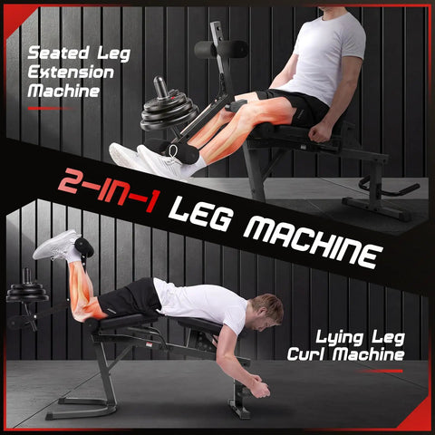 Heavy Duty Leg Extension And Curl Machine For Home Gym with seated extension and lying curl, ergonomic handles visible