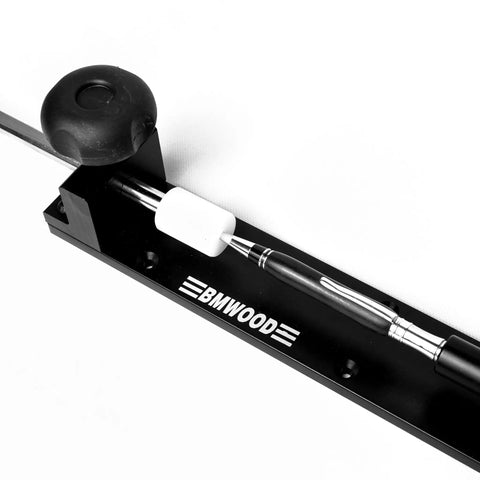 Close-up of Pen Assembly Press With Adjustable Assembly Rod For Woodturning Lathe Pen Making, 30 Pound Press in black aluminum.