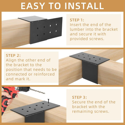 Instructions for installing Heavy Duty Pergola Brackets Kit For 4x4 Wood Posts With Included Screws Joist Bracket Connector And Beam Support.
