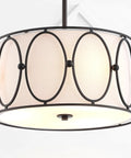 Gold 3 Light LED Pendant Light With White Linen Drum Shade Modern Hanging Chandelier For Dining Room And Kitchen Island 19 Inch Adjustable Metal Ceiling Fixture