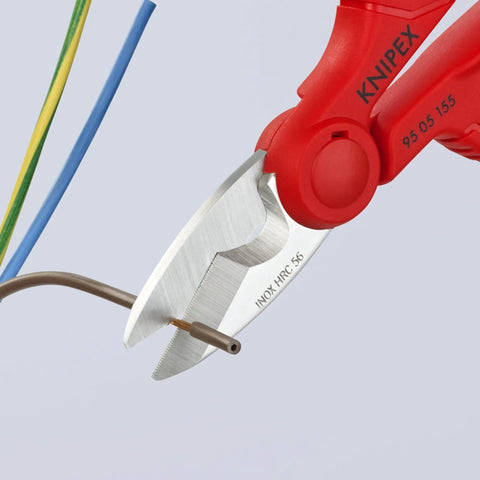 Electrician Shears With Precise Ground Stainless Steel Blades, Fine Serration For Clean Non Slip Cuts, Integrated Cable Cutter For Soft Wires