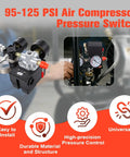 Pressure Switch Kit For Air Compressors With Four Port Gauge Auto On At Ninety Five PSI And Auto Off At One Hundred Twenty Five PSI Easy Read