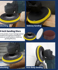 4 Inch Angle Grinder Sanding Discs Kit with Cushion Pads for woodworking, metalworking, and auto body sanding applications