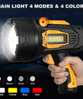 Handheld view of Rechargeable Spotlight 2,000,000 Lumens, Crazy Bright LED Flashlight For Outdoor Adventures, COB Light