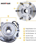 Front view of Front Wheel Hub Bearing Assembly Set For 2005-2019 Nissan Frontier 4WD, 2005-2012 Pathfinder 4WD, detailed measurements