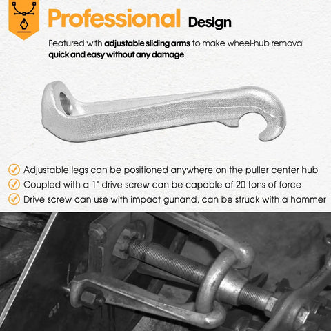 Universal Wheel Hub Puller Removal Tool For Cars Tough As Nails Heavy Duty Steel Build with adjustable sliding arms