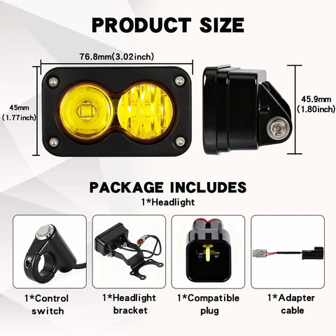 3500K Amber LED Headlight Upgrade For E-Bikes And Off Road Rides With High Lumen Yellow Pod Light, Handlebar Switch, Plug And Play E-Bike Light Bar, Waterproof Vision Kit For MX3 MX4 MX5 E Ride Pro S SS Tuttio