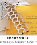 Hella Smooth Electric Pull Down Attic Ladder Built Heavy Duty With Slick Carbon Steel Frame And Remote Control For No Sweat Ceiling Access Telescopic Folding Retractable Staircase 80X120CM, showing titanium-magnesium alloy details.