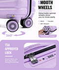 TSA lock and wheels of Underseat Carry On Luggage For Women 16 Inch Lightweight Spinner With Multi Compartment Layers And 360 Degree Wheels