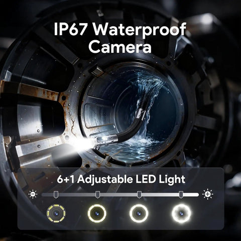 Dual Lens Articulating Borescope Endoscope With Light 5 Foot Reach 1080P HD Camera With Split Screen View And IPS Display Perfect For Auto Repair And Plumbing Inspections Easy To Use In Tight Spaces, IP67 waterproof camera in pipe