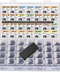 SOT-23 Component Kit with 1400 Pieces, 28 Types Including BJT PNP NPN MOSFET Schottky and Switching Diodes, open labeled box