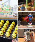 Multi Color Filament System CFS Upgrade Kit For K1 SE K1C And K1 Max 3D Printers displayed with various colorful prints