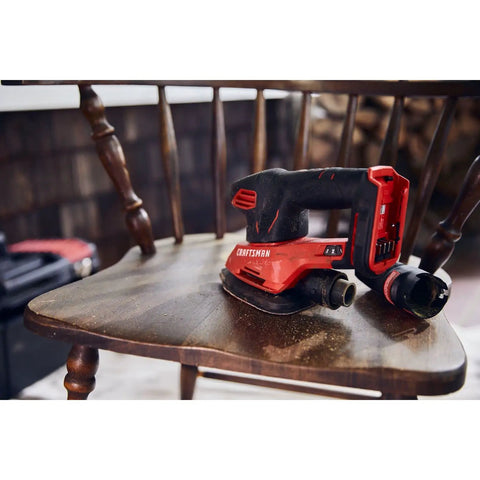 20V Max Cordless Detail Sander Tool Only With Pro-Grade Power And Variable Speed 9,000-12,000 OPM on wooden chair